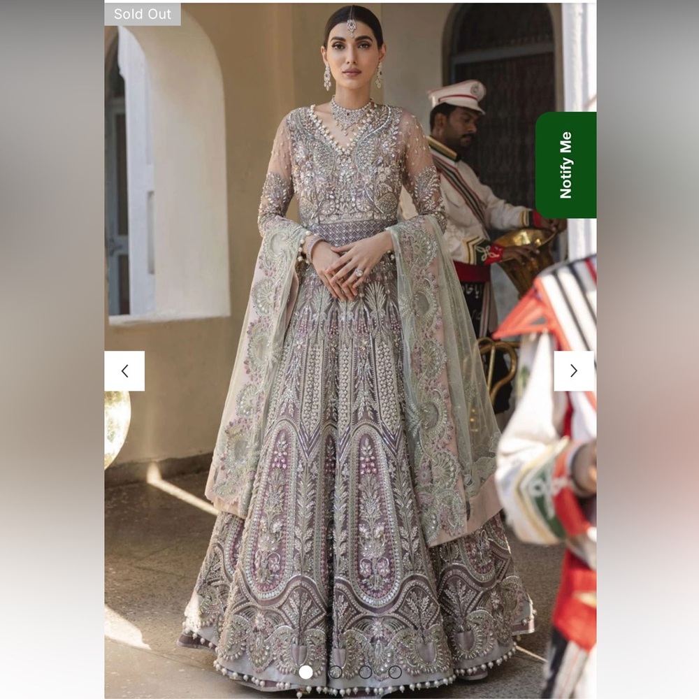Pakistan designer maxi with heavy jewelry work and handwork
